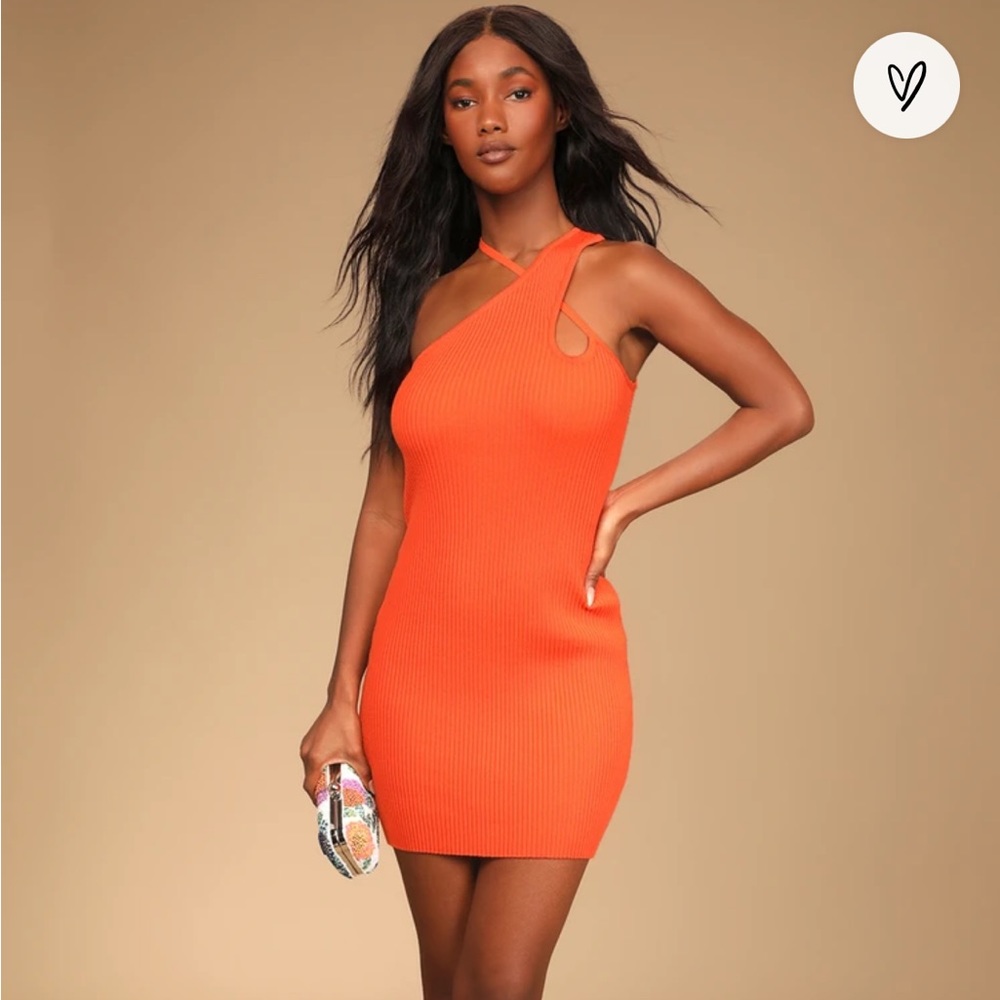 Lulu’s Orange Asymmetrical Bodycon Dress